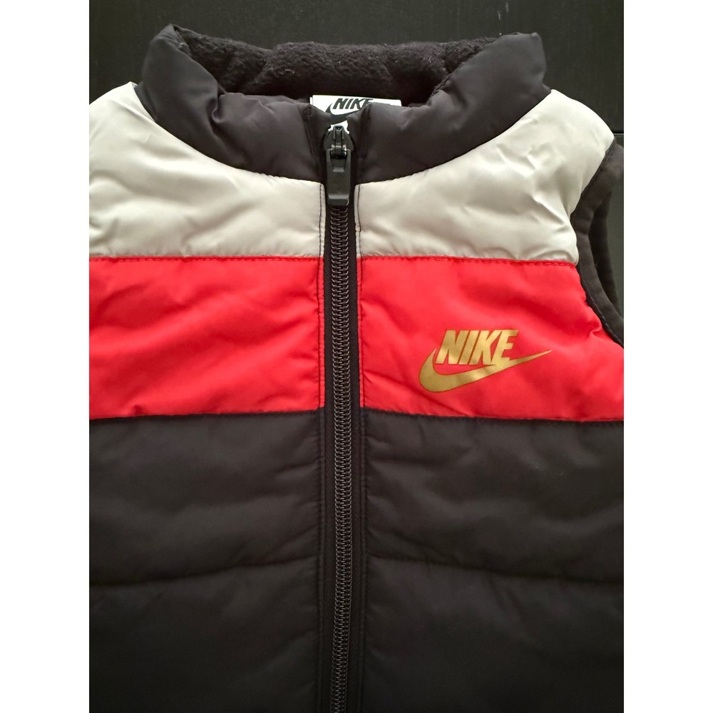 Nike Infant Puffer Vest Baby Boys 9 Months Red/ Black Sleeveless Full-Zip Coat